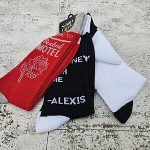 Schitt's Creek Socks Rosebud Motel 3 Pack Crew Socks Red White Black One Size